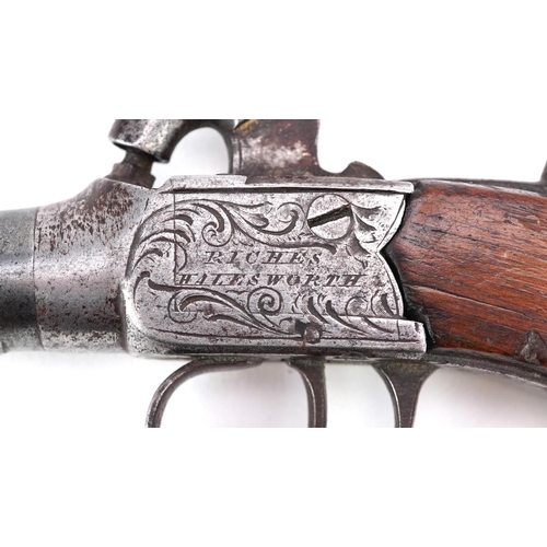 2551 - A 19th century percussion cap pocket pistol engraved Riches Halesworth, 16cm in length.