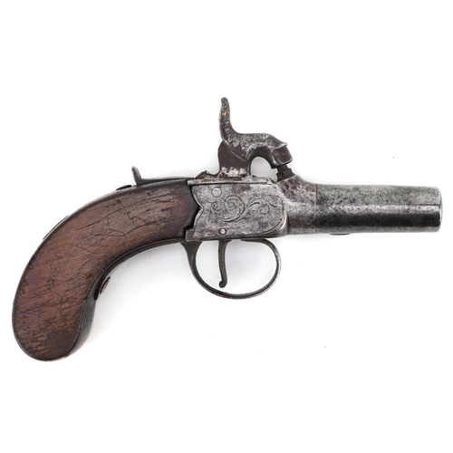 2551 - A 19th century percussion cap pocket pistol engraved Riches Halesworth, 16cm in length.