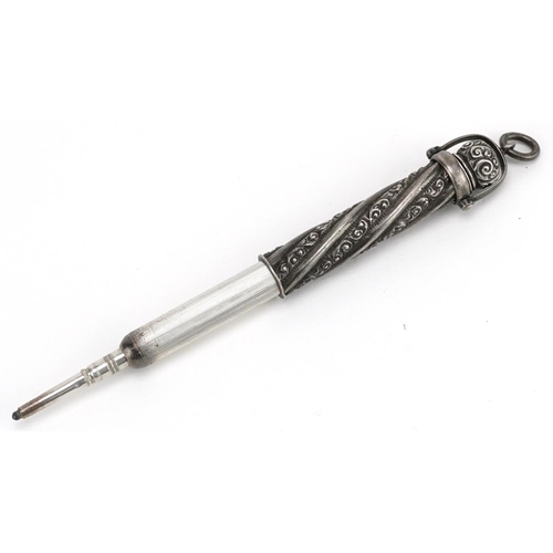 229 - A Victorian sterling silver propelling pencil, patent 10th March '91, 11.5cm in length extended, 24.... 