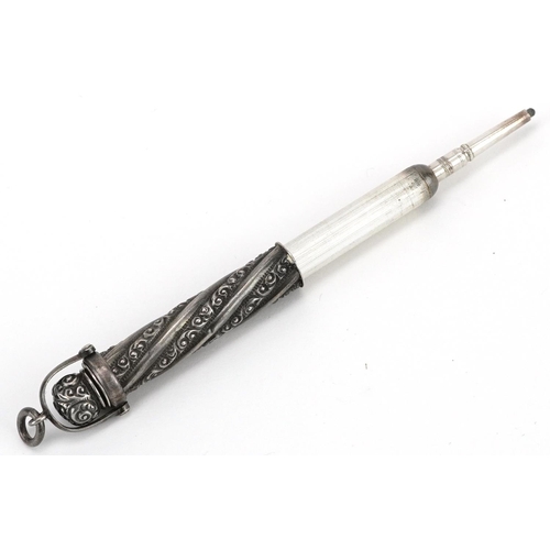 229 - A Victorian sterling silver propelling pencil, patent 10th March '91, 11.5cm in length extended, 24.... 