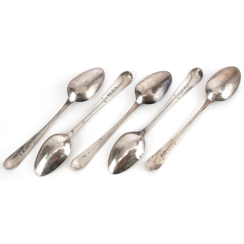 531 - Hester Bateman, five George III silver teaspoons, London 1809, 11.5cm in length, total 52.6g.