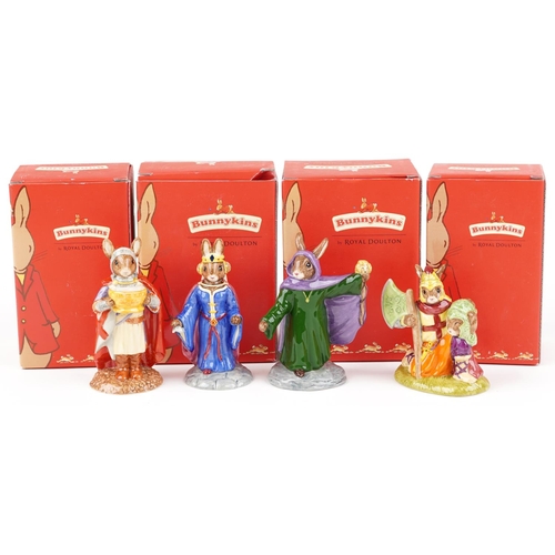 493 - Four Royal Doulton The Arthurian Legends Collection Bunnykins figure, hand painted, boxed.