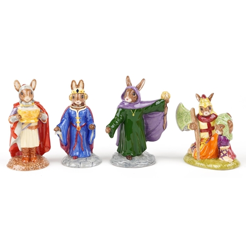 493 - Four Royal Doulton The Arthurian Legends Collection Bunnykins figure, hand painted, boxed.