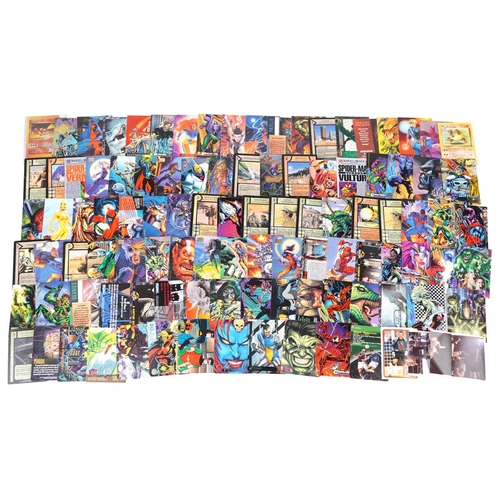 1324 - A collection of vintage and later Marvel trade cards and a Japanese holographic Pokémon card.