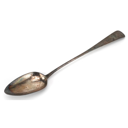 581 - A George III silver basting spoon, indistinct maker's mark, London 1804, 30.5cm in length, 97.0g.