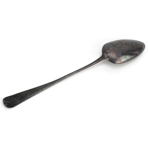 581 - A George III silver basting spoon, indistinct maker's mark, London 1804, 30.5cm in length, 97.0g.