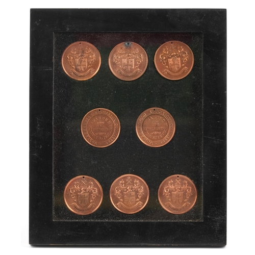 2255 - A set of eight early to mid 20th century Wolverhampton Education Committee bronze One Year Perfect A... 