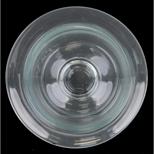 1171 - A 20th century clear glass hurricane lamp on a footed base, H-30cm