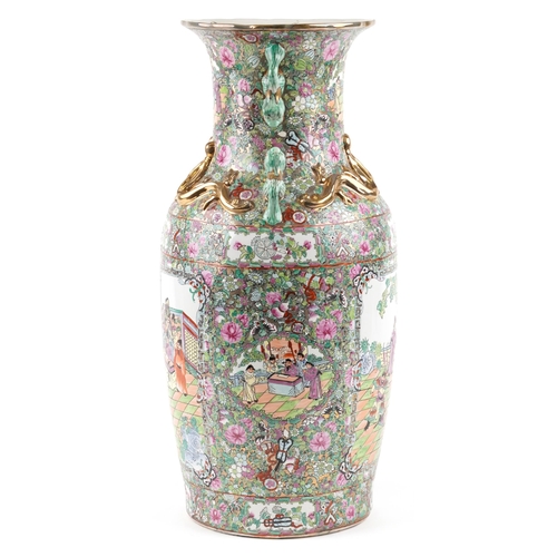 135 - A large Chinese Canton famille rose porcelain floor vase, 20th century, bearing six character mark t... 