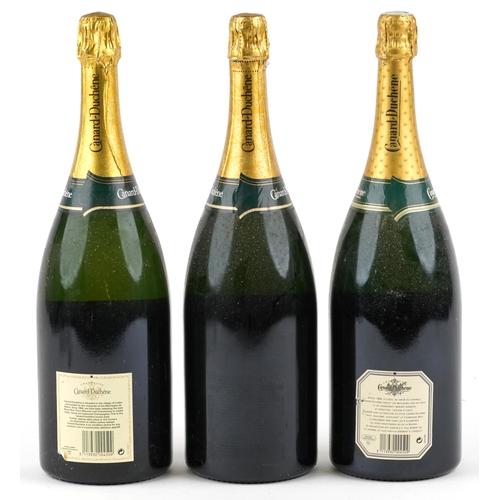 388 - Three Canard-Duchêne magnum brut Champagne bottles, each presented To The Nationwide South Manager o... 