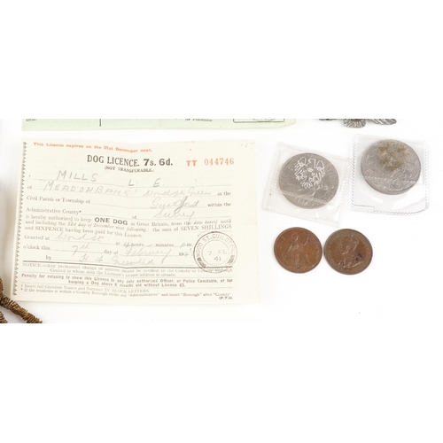 2301 - Sundry items including a Victorian silver vesta, Royal Automobile car radiator badges, AS Railway Se... 