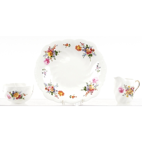 488 - A Coalport six place tea service hand painted with flowers.