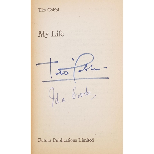 2345 - My Life by Tito Gobbi, a signed paperback book, Futura Publications Limited, 1980 edition.