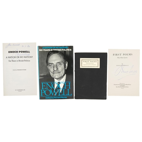 2346 - A Nation or No Nation? Six Years in British Politics by Enoch Powell, signed hardback edition, publi... 