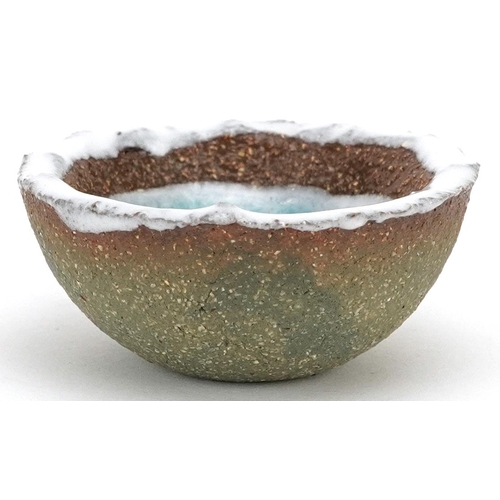 360 - A miniature stoneware & turquoise glazed bowl, circa 2000 by Andrew Macdermott, with a pool of turqu... 