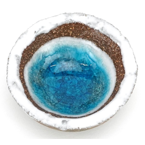 360 - A miniature stoneware & turquoise glazed bowl, circa 2000 by Andrew Macdermott, with a pool of turqu... 