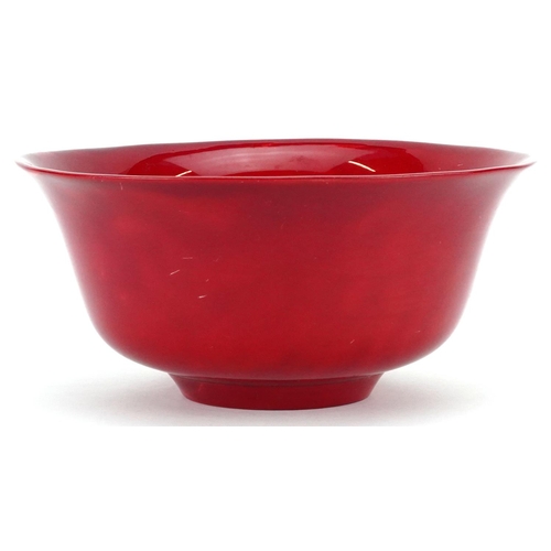 280 - A blood red pottery bowl possibly by Bernard Moore, with flared rim, unmarked, H-10cm Diameter- 21cm... 