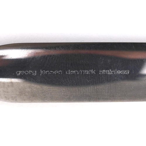 330 - A Georg Jensen sterling silver handled letter knife with stainless steel blade, L-19cm.