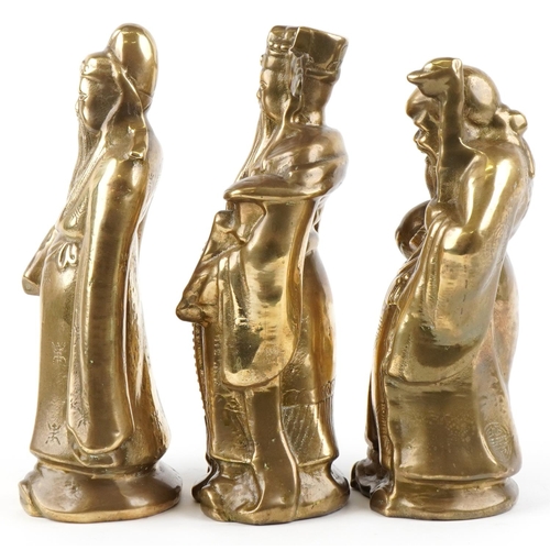  A set of three 20th century Chinese bronze elders, the largest 31cm high, total weight approximately... 