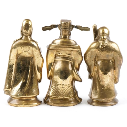  A set of three 20th century Chinese bronze elders, the largest 31cm high, total weight approximately... 