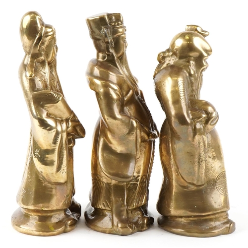  A set of three 20th century Chinese bronze elders, the largest 31cm high, total weight approximately... 