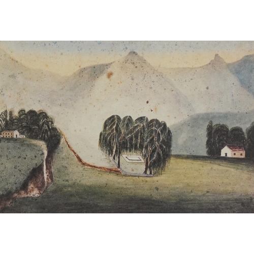 1576 - Napoleon's Tomb, 20th British School St Helena, framed, 43cm x 53cm