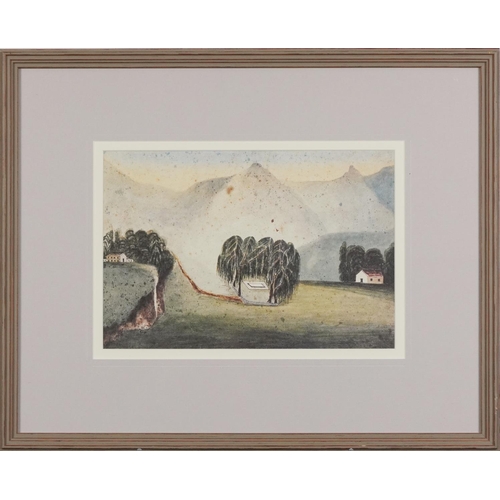 1576 - Napoleon's Tomb, 20th British School St Helena, framed, 43cm x 53cm