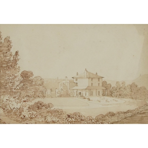 1477 - Oak Hill, near Dawlish, Devon, 19th Century British School, brown pen and ink, inscribed 'The Reside... 