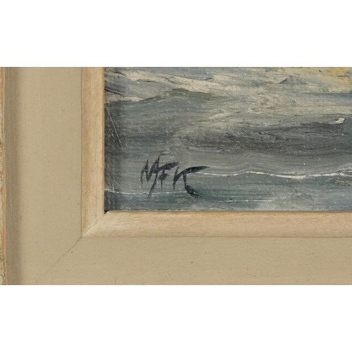  Matthew F. Kousla (1903-1990): A Sea Shore, oil on artist's board, monogrammed, MFK, inscribed verso... 