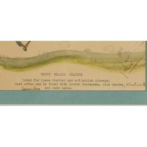 1432 - Birds of the Fairway, 20th Century British School, watercolour, inscribed by typewriter 'Empty Heade... 