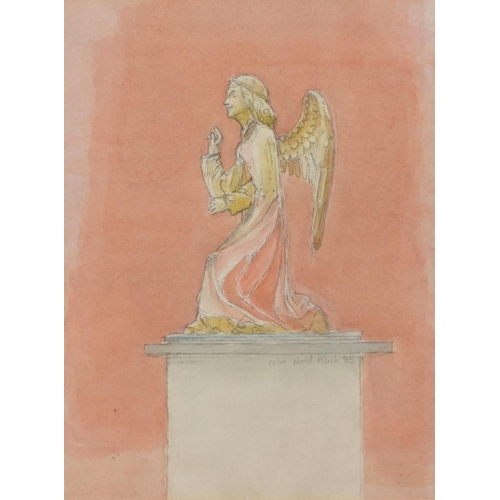 1442 - Celia Ward - Angel of the Annunciation, watercolour, signed and dated March '85, titled on a label o... 