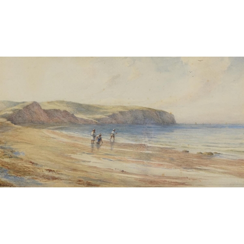 1441 - Children On The Beach At Swanage, 19th century British School, watercolour on paper, inscribed Swana... 