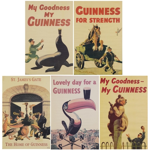 2322 - Five Guinness advertising prints in colour from John Gilroy Series - including number 14, number 6, ... 