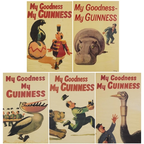 2323 - Five Guinness advertising prints in colour from John Gilroy Series - including Number 4, number 13, ... 