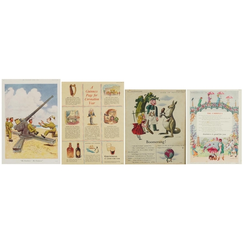 2321 - Four vintage and later Guinness advertising lithographs and prints including Alice in Poster Land, T... 