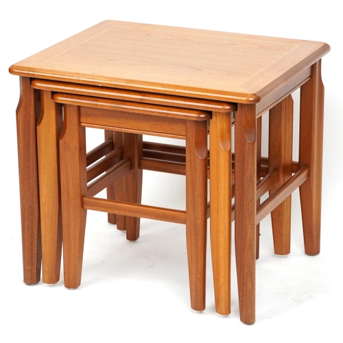 2011 - A late 20th century Legate teak nest of three occasional tables, 50cm H x 56cm W x 46cm D.