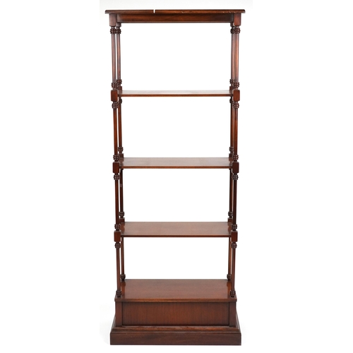 A late 20th century mahogany five tier open display stand, 178cm H x ...
