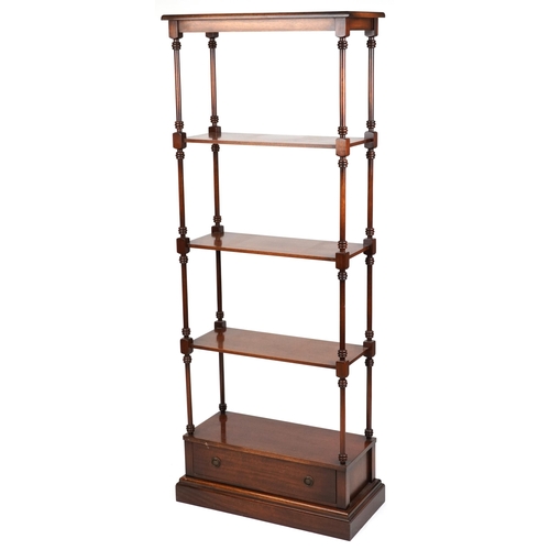 A late 20th century mahogany five tier open display stand, 178cm H x ...