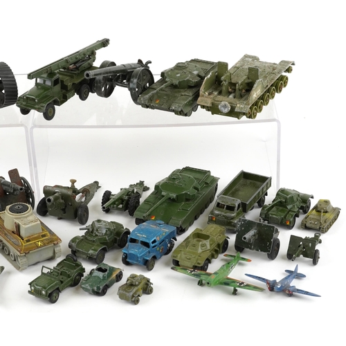 1329 - A collection of vintage military vehicles, predominantly diecast including Dinky examples.