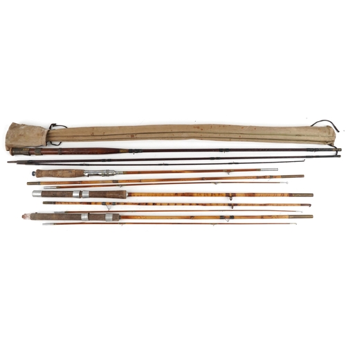 2316 - A small collection of vintage split cane fishing rods.