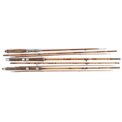 2316 - A small collection of vintage split cane fishing rods.