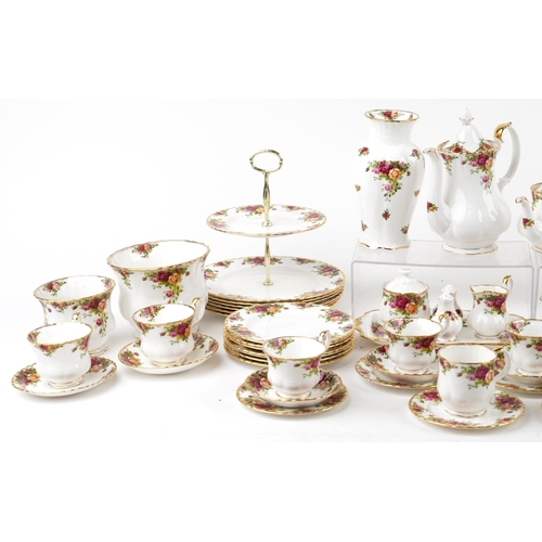 460 - A large collection of Royal Albert Old Country Roses tea/coffee and dinnerware including teapots, co... 