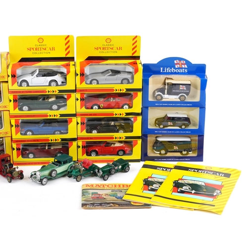 1333 - A collection of diecast vehicles, mostly in boxes, including  Classic Sports Car Collection by Shell... 