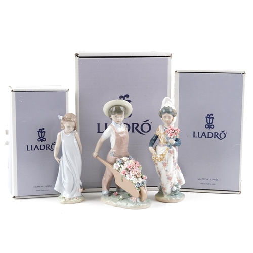 477 - Three Lladro figures with boxes - Little Gardener 1283, Valencian Girl 1304 and Friend of the Butter... 