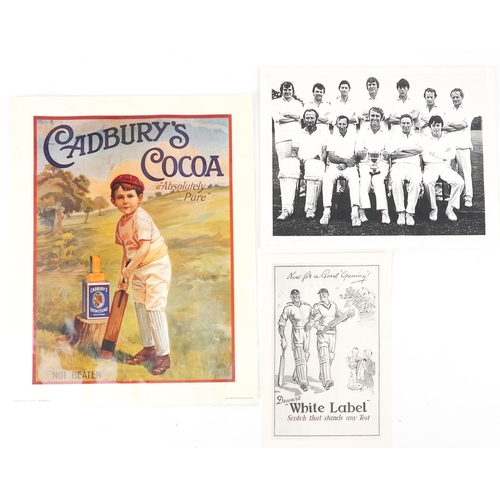 2298 - A large collection of cricket ephemera including three cricket bats signed by David Gower, G Boycott... 