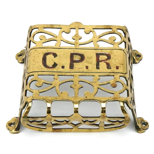 334 - A rare Canadian Pacific Railway brass wall bracket, circa 1900, of pierced design, initialled C P R.... 