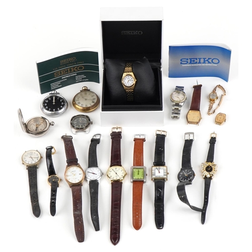 3754 - A collection of vintage and later ladies and gentlemen's wristwatches and pocket watches including I... 