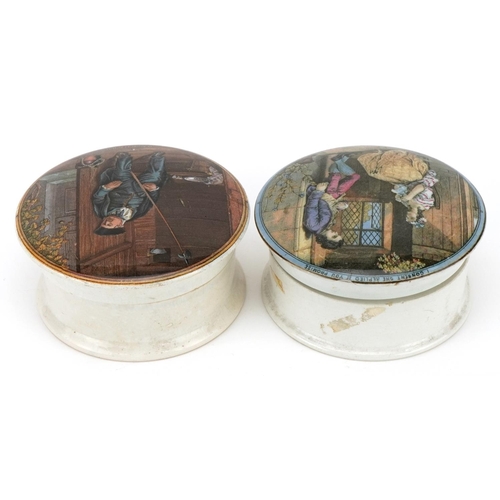 240 - Two Victorian Staffordshire pots with covers, 10cm in diameter.