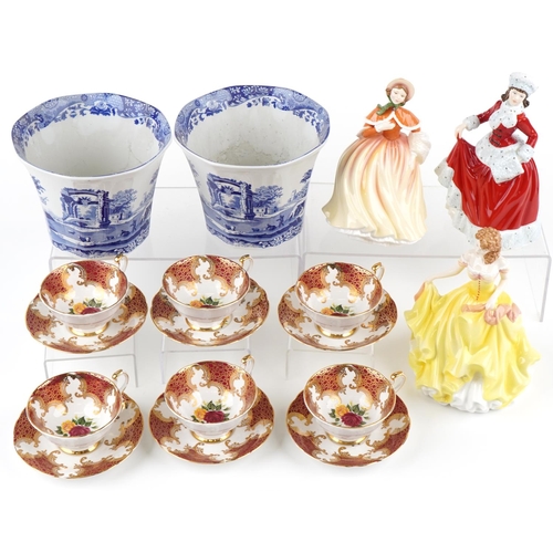 1118 - Collectable china including three Royal Doulton Pretty Ladies figurines, Paragon cups and saucers an... 