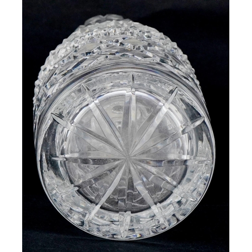 1192 - A good quality cut crystal decanter with silver collar by Israel Freeman & Son Ltd., 28cm high.